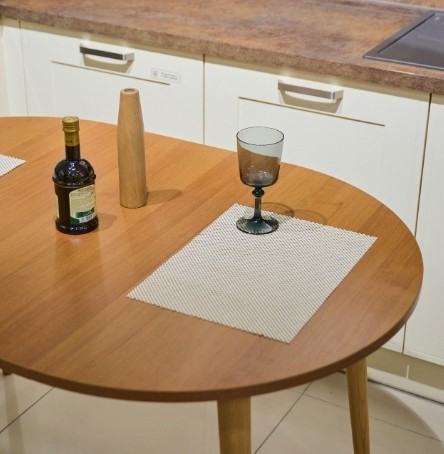Кухонный раздвижной круглый стол Шпон Ореха д. 90 см ЛДСП светлый орех в Элисте - изображение 7