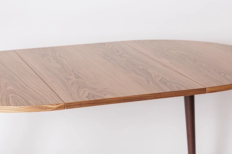 Кухонный раздвижной круглый стол Шпон Ореха д. 100 см МДФ ножки вишня в Элисте - изображение 19