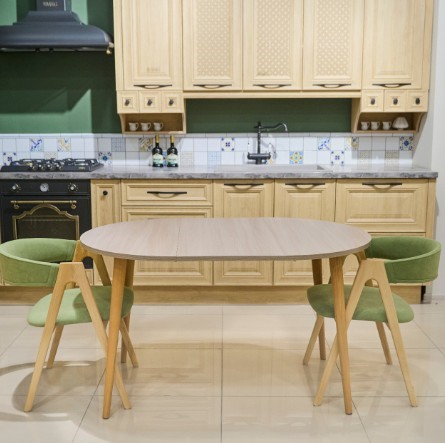 Кухонный раздвижной круглый стол Ясень Шимо светлый 90*90 см ЛДСП в Элисте - изображение 3