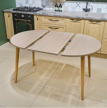 Кухонный раздвижной круглый стол Ясень Шимо светлый 90*90 см ЛДСП в Элисте - изображение 4