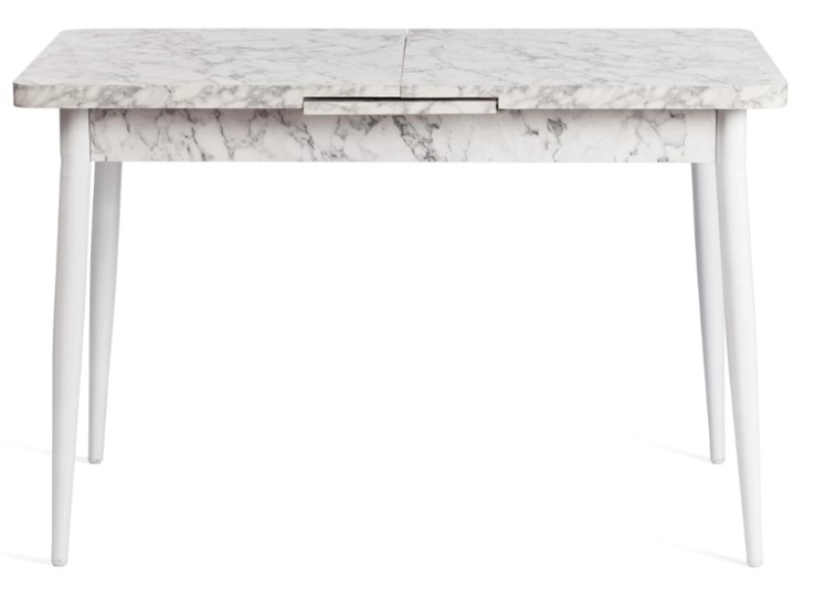 Кухонный раскладной стол ALTA (mod. 1183) ЛДСП+меламин/металл, 120+30х70х75, белый мрамор/белый, арт.19486 в Элисте - изображение 2