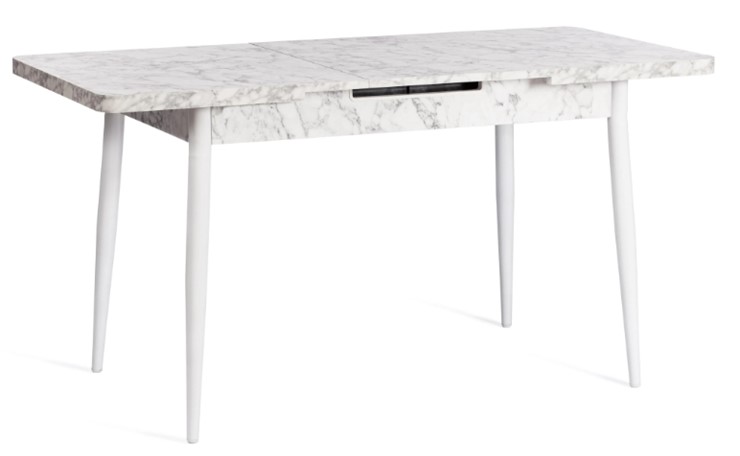 Кухонный раскладной стол ALTA (mod. 1183) ЛДСП+меламин/металл, 120+30х70х75, белый мрамор/белый, арт.19486 в Элисте - изображение 5