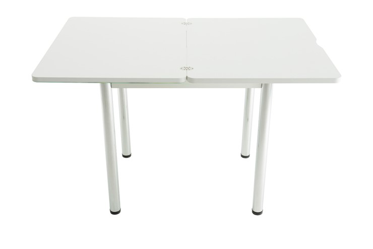 Кухонный стол раскладной Бари дерево №8 (стекло белое/черный) в Элисте - изображение 4