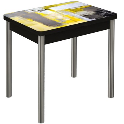 Обеденный раздвижной стол Бари хром №6 Фотопечать (Текстура №51) в Элисте - изображение