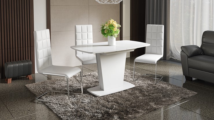 Кухонный раскладной стол Честер тип 2, цвет Белый/Стекло белый глянец в Элисте - изображение 2