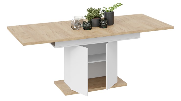 Кухонный стол раскладной Детройт тип 1 (Белый/Дуб Крафт золотой) в Элисте - изображение 2