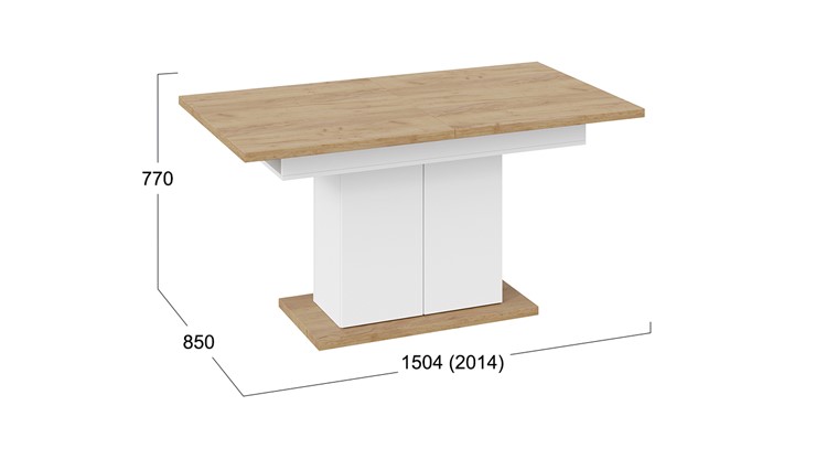 Кухонный стол раскладной Детройт тип 1 (Белый/Дуб Крафт золотой) в Элисте - изображение 7