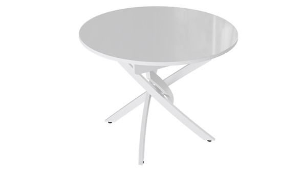 Кухонный стол раздвижной Diamond тип 3 (Белый муар/Белый глянец) в Элисте - изображение