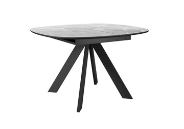 Кухонный раскладной стол DikLine BK100 Керамика Серый мрамор/подстолье черное/опоры черные в Элисте - предосмотр