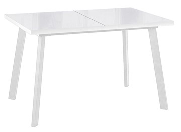 Кухонный стол раскладной Dikline HBS120 Стекло белое/ножки белые в Элисте