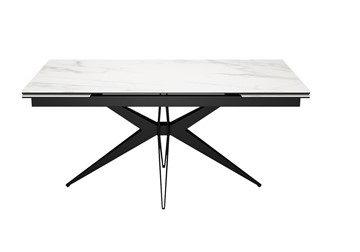 Кухонный раскладной стол DikLine KW160 мрамор С41 (керамика белая)/опоры черные в Элисте - предосмотр