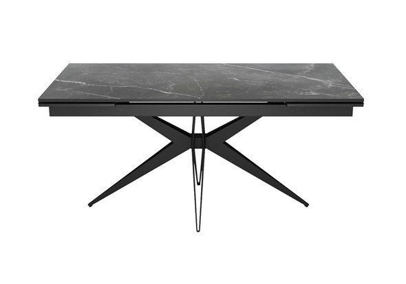 Раздвижной стол DikLine KW160 мрамор С45 (керамика черная)/опоры черные в Элисте - изображение