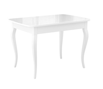Кухонный стол раскладной Dikline M110 Белый/стекло белое глянец/ножки MC белые в Элисте