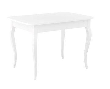 Обеденный раздвижной стол Dikline M110 Белый/стекло белое сатин/ножки MC белые в Элисте
