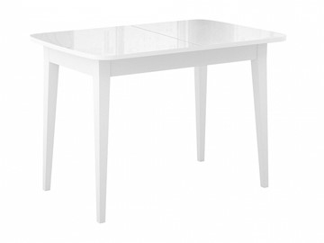 Обеденный раздвижной стол Dikline M110 Белый/стекло белое глянец/ножки MM белые в Элисте