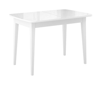 Кухонный стол раздвижной Dikline M120 Белый/стекло белое глянец/ножки MM белые в Элисте