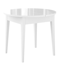 Кухонный стол раскладной Dikline MR100 Белый/стекло белое глянец/ножки MM белые в Элисте - предосмотр