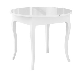 Обеденный раздвижной стол Dikline MR100 Белый/стекло белое глянец/ножки MC белые в Элисте