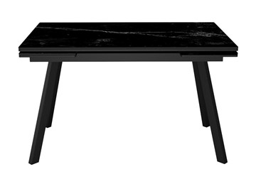 Обеденный раздвижной стол DikLine SKA125 Керамика Черный мрамор/подстолье черное/опоры черные (2 уп.) в Элисте - предосмотр