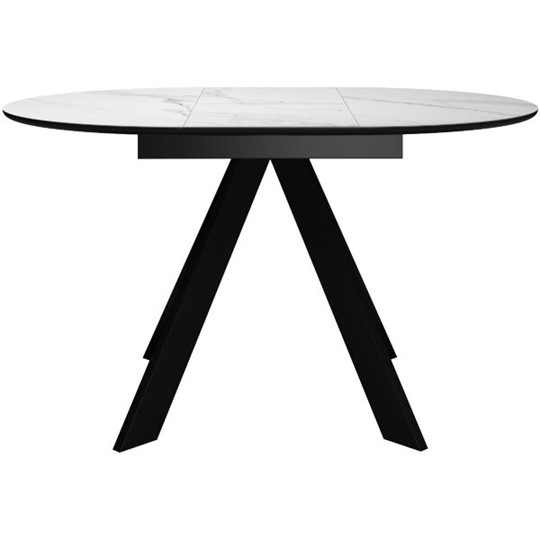 Кухонный стол раскладной DikLine SKC100 D1000 Керамика Белый мрамор / опоры черные в Элисте - изображение 1