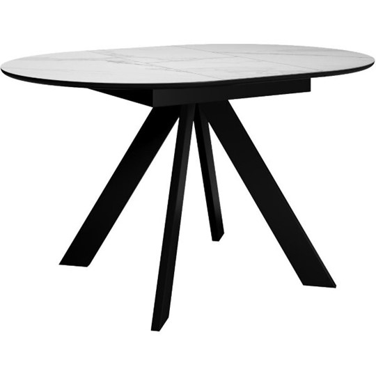 Кухонный стол раскладной DikLine SKC100 D1000 Керамика Белый мрамор / опоры черные в Элисте - изображение 2