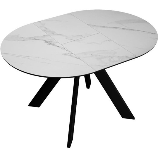 Кухонный стол раскладной DikLine SKC100 D1000 Керамика Белый мрамор / опоры черные в Элисте - изображение 3