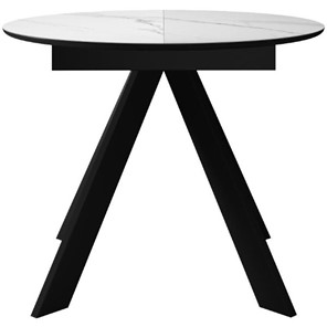 Кухонный стол раскладной DikLine SKC100 D1000 Керамика Белый мрамор / опоры черные в Элисте - предосмотр
