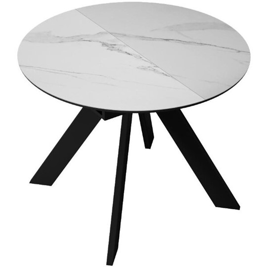 Кухонный стол раскладной DikLine SKC100 D1000 Керамика Белый мрамор / опоры черные в Элисте - изображение 4