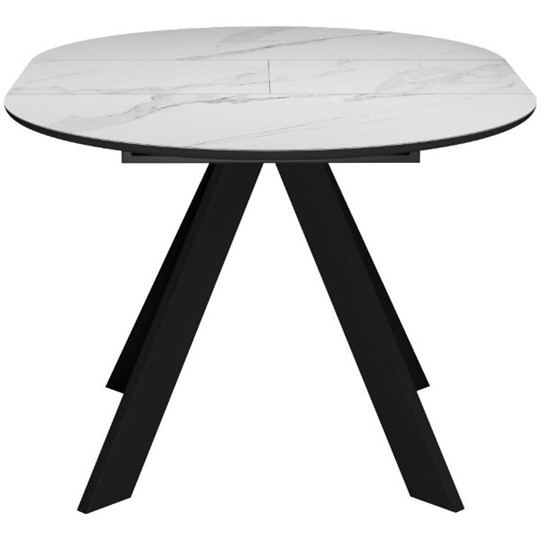 Кухонный стол раскладной DikLine SKC100 D1000 Керамика Белый мрамор / опоры черные в Элисте - изображение 5