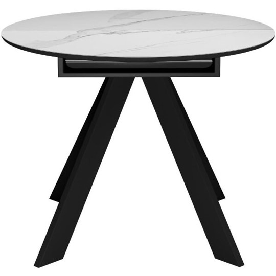 Кухонный стол раскладной DikLine SKC100 D1000 Керамика Белый мрамор / опоры черные в Элисте - изображение 6