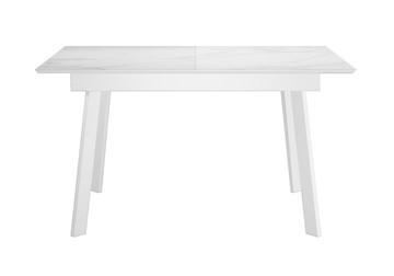 Кухонный стол раздвижной DikLine SKH125 Керамика Белый мрамор/подстолье белое/опоры белые (2 уп.) в Элисте - предосмотр