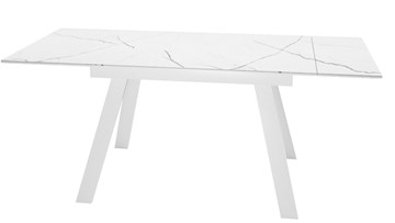 Раздвижной стол DikLine SKM140 Керамика Белый мрамор/подстолье белое/опоры белые (2 уп.) в Элисте - предосмотр 1