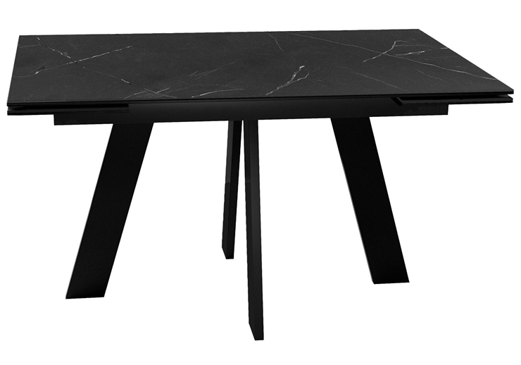 Кухонный раскладной стол DikLine SKM140 Керамика Черный мрамор/подстолье черное/опоры черные (2 уп.) в Элисте - изображение 2