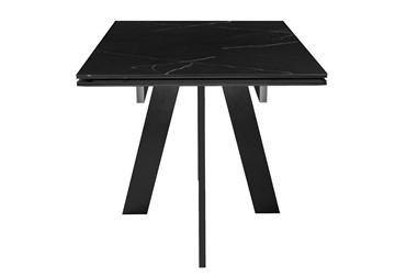 Кухонный раскладной стол DikLine SKM140 Керамика Черный мрамор/подстолье черное/опоры черные (2 уп.) в Элисте - предосмотр 1