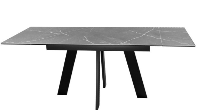 Кухонный стол раздвижной DikLine SKM140 Керамика серый мрамор/подстолье черное/опоры черные (2 уп.) в Элисте - изображение 2