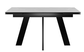 Кухонный стол раздвижной DikLine SKM140 Керамика серый мрамор/подстолье черное/опоры черные (2 уп.) в Элисте - предосмотр 3