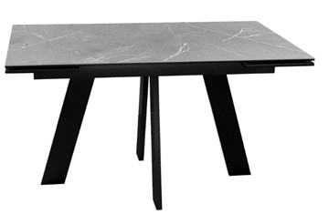 Кухонный стол раздвижной DikLine SKM140 Керамика серый мрамор/подстолье черное/опоры черные (2 уп.) в Элисте - предосмотр