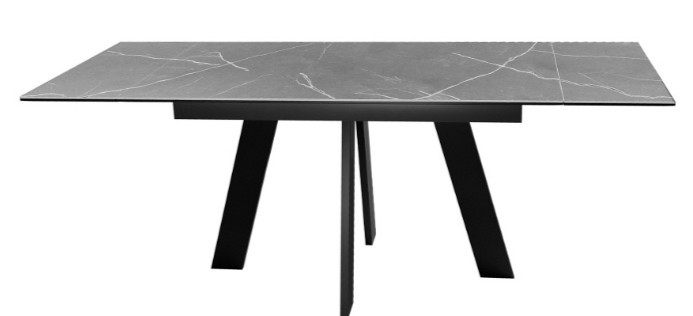 Кухонный стол раздвижной DikLine SKM140 Керамика серый мрамор/подстолье черное/опоры черные (2 уп.) в Элисте - изображение 4