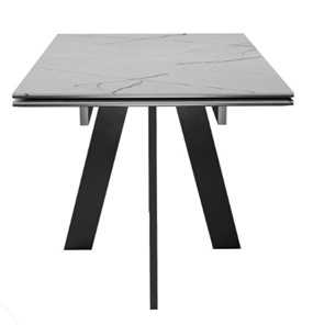 Кухонный стол раздвижной DikLine SKM140 Керамика серый мрамор/подстолье черное/опоры черные (2 уп.) в Элисте - предосмотр 5