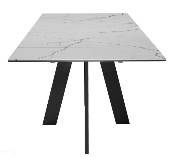 Кухонный стол раздвижной DikLine SKM140 Керамика серый мрамор/подстолье черное/опоры черные (2 уп.) в Элисте - изображение 6