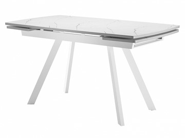 Кухонный раздвижной стол Dikline US120 Стекло мрамор белый сатин/ножки белые в Элисте - предосмотр