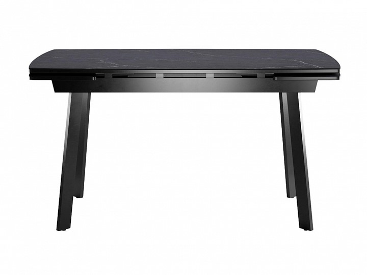 Раздвижной стол Dikline US140 Стекло мрамор черный сатин/ножки черные в Элисте - изображение 1