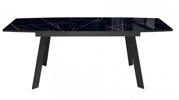Обеденный раздвижной стол Dikline XLS160 мрамор черный глянец/ножки черные в Элисте - предосмотр 1