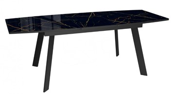 Обеденный раздвижной стол Dikline XLS160 мрамор черный глянец/ножки черные в Элисте - предосмотр 3