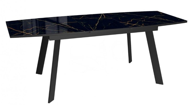 Обеденный раздвижной стол Dikline XLS160 мрамор черный глянец/ножки черные в Элисте - изображение 3