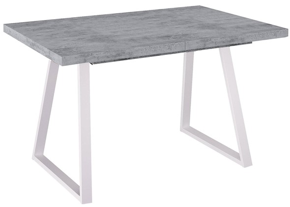 Кухонный раздвижной стол Dikline ZB120 Бетон/ножки белые в Элисте - изображение