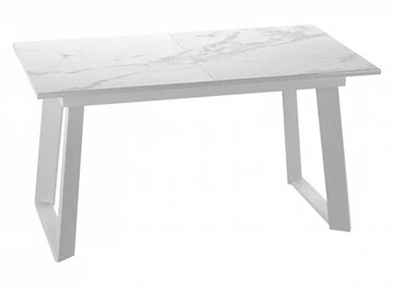 Обеденный раздвижной стол Dikline ZLS140 Мрамор белый глянец/ножки белые в Элисте
