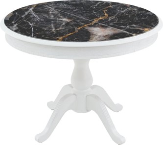 Кухонный раздвижной стол Фабрицио-1 Glass, Круг 1000, фотопечать (Мрамор 10) в Элисте - предосмотр