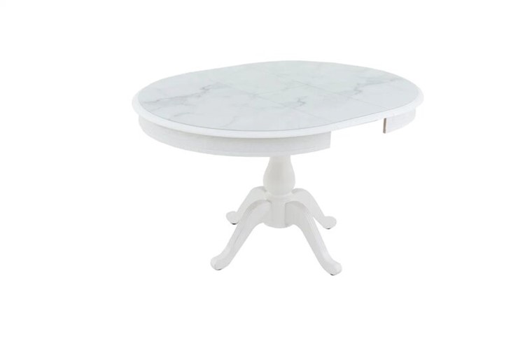 Кухонный раскладной стол Фабрицио-1 Glass, Круг 1000, фотопечать (Мрамор 4) в Элисте - изображение 2