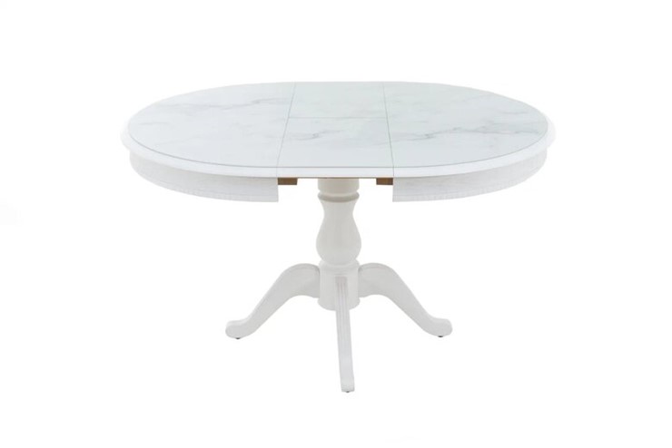 Кухонный раскладной стол Фабрицио-1 Glass, Круг 1000, фотопечать (Мрамор 4) в Элисте - изображение 3
